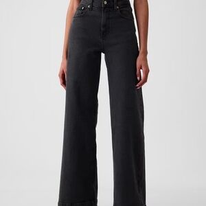 GAP Washed Black High Rise Stride Wide-Leg Jeans